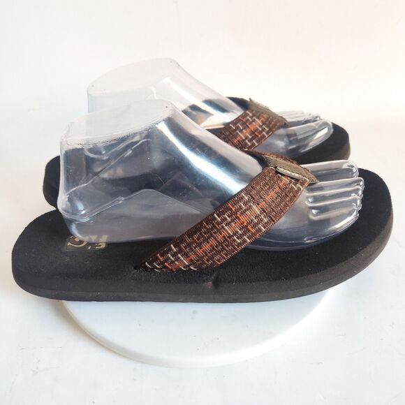 Teva Flip Flops Mens Brown 9 Plaid Mush II Original Sandal Lightweight Quick Dry - Picture 3 of 11